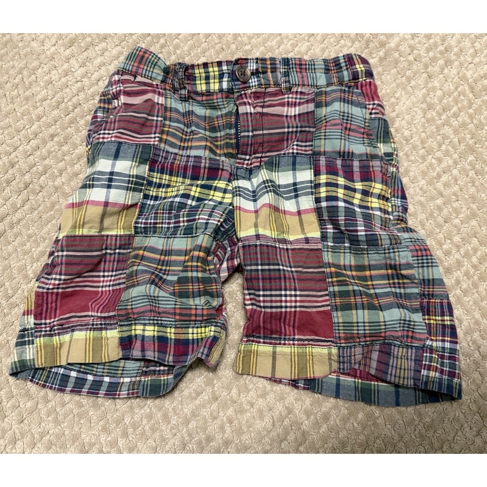 Polo Ralph Lauren Boys Patchwork Madras‎ Plaid Bermuda Shorts Size 5 Multicolor